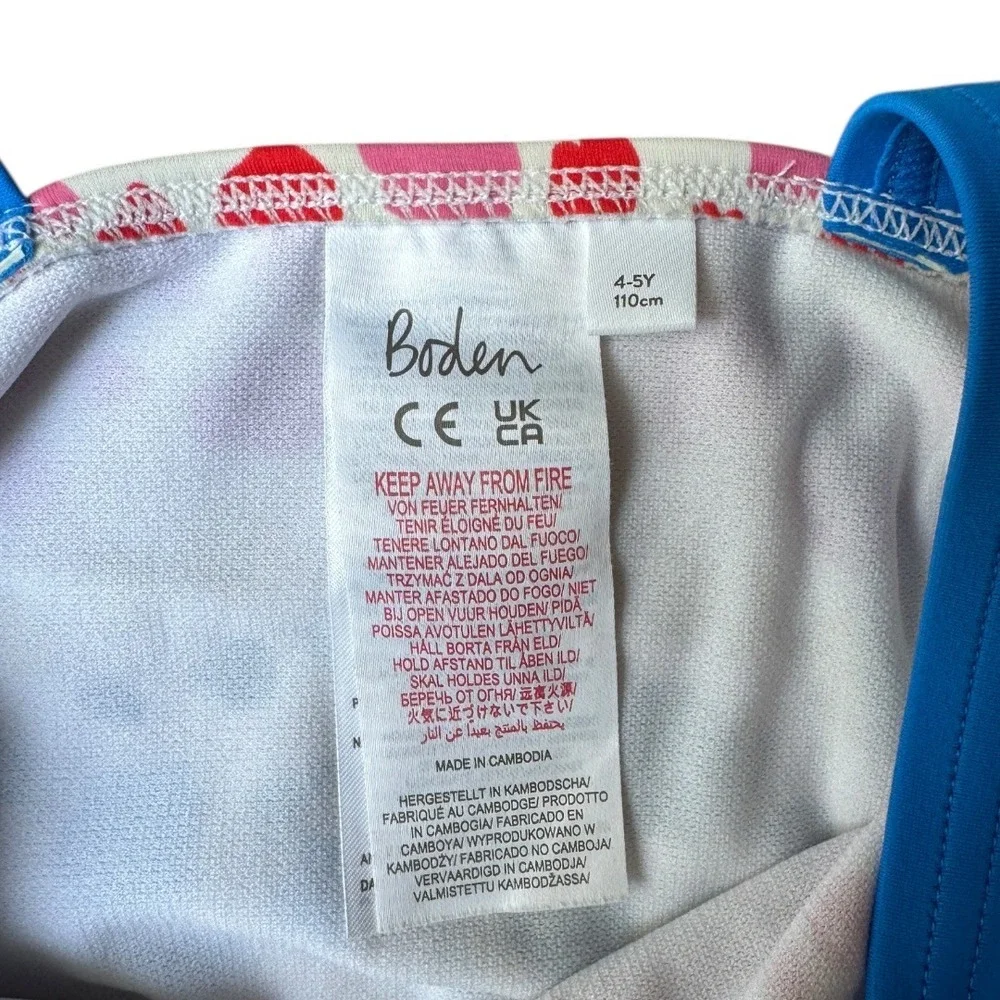 Boden Girls Multicolor Cheetah Polka Dot Cross Back One Piece Swimsuit Size 4-5Y
